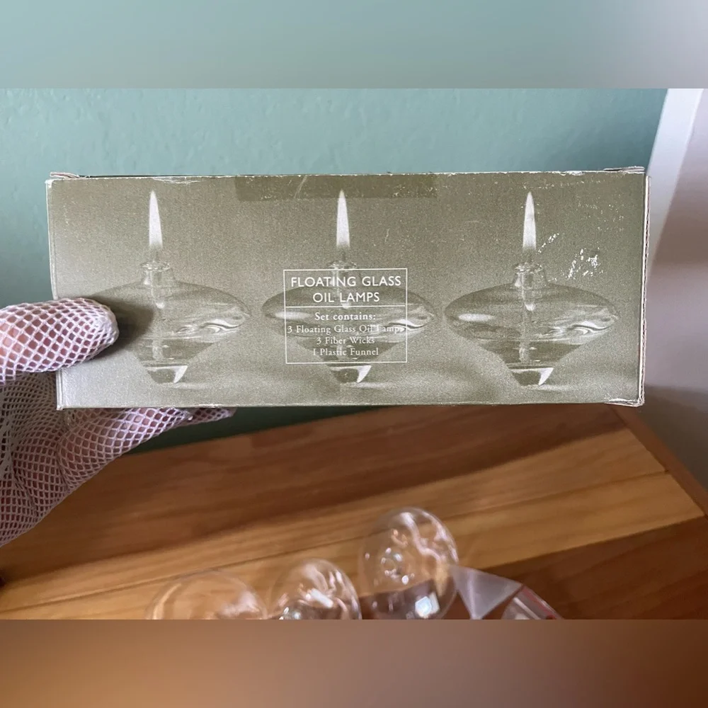Set Of 3 Illuminations Glass Floating Oil Lamps Candles